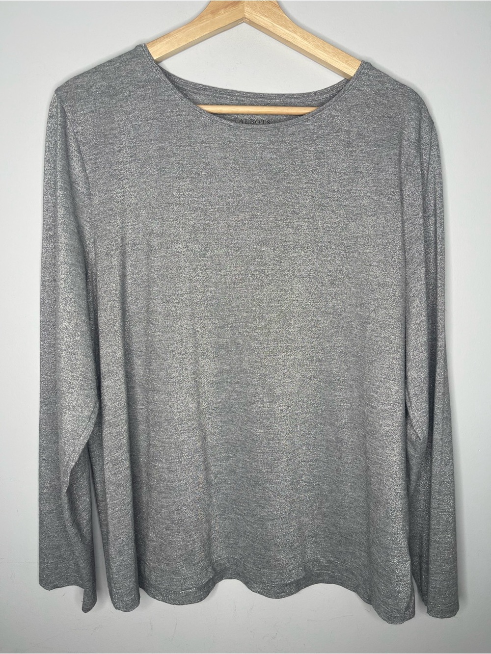 Talbots Grey Shimmer Long Sleeve Top (X-Large)
